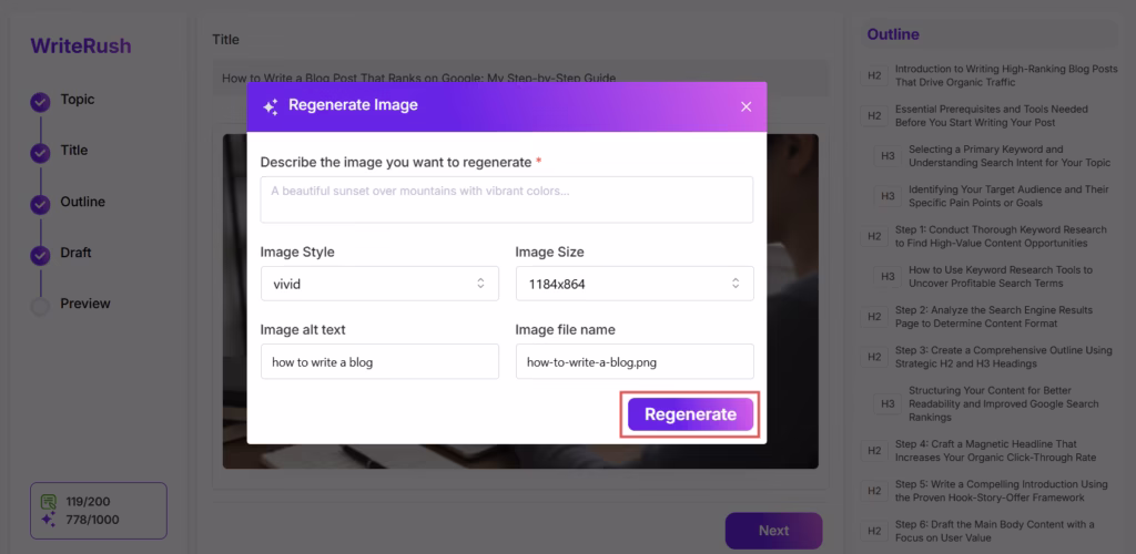 ai image regeneration instruction