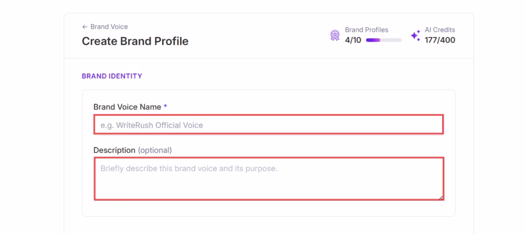 brand voice name description