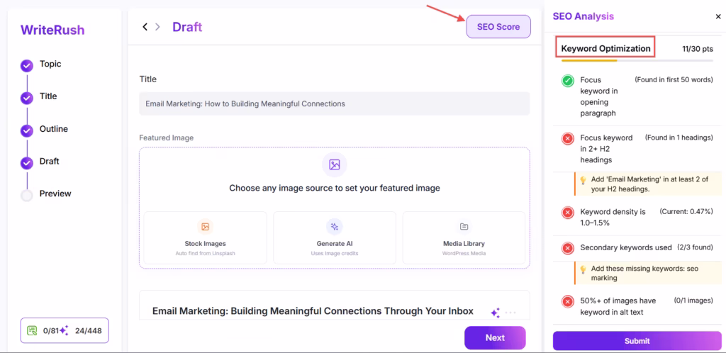 keyword optimization writerush