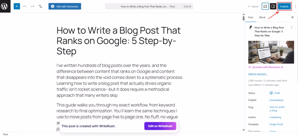 publish with wordpress