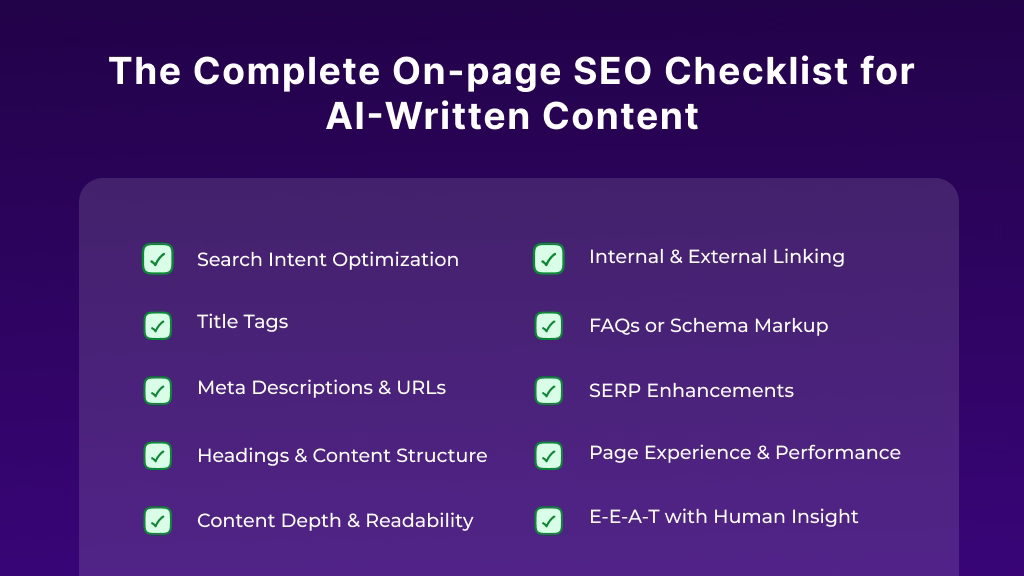 The Complete On-page SEO Checklist for AI-Written Content