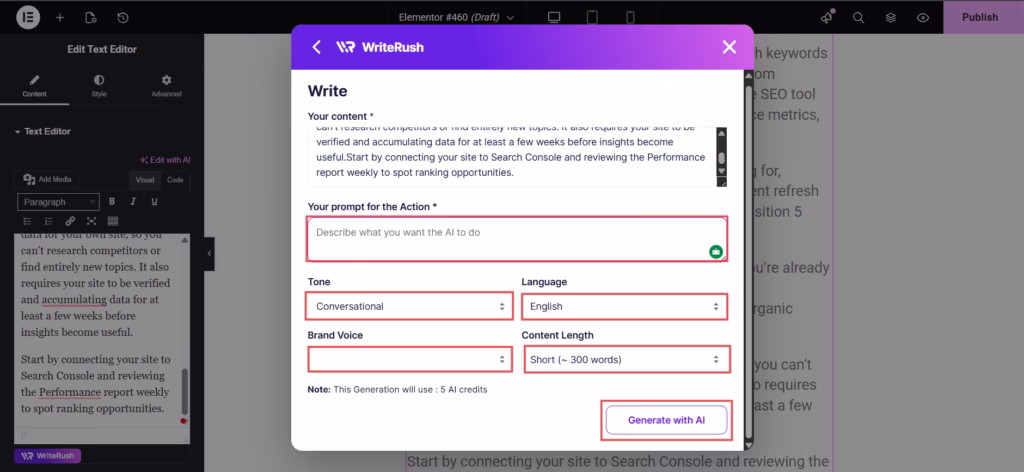 instruction to generate content