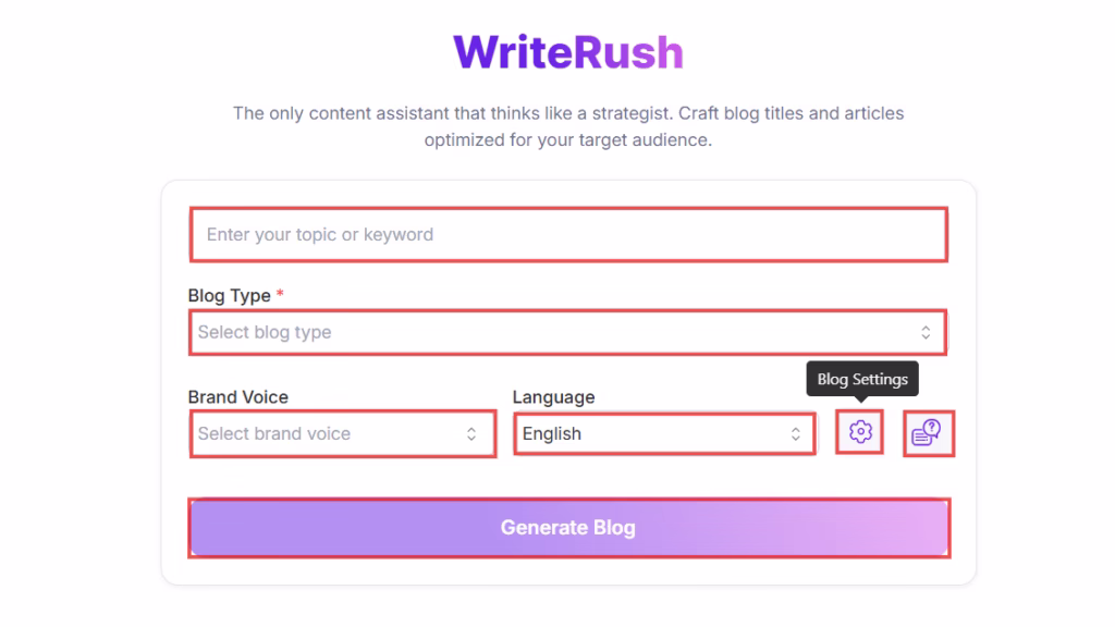 one click blog generation instructions